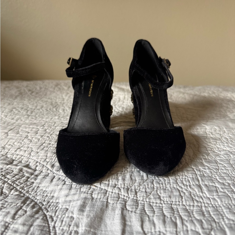 Farylrobin Black Velvet Heels